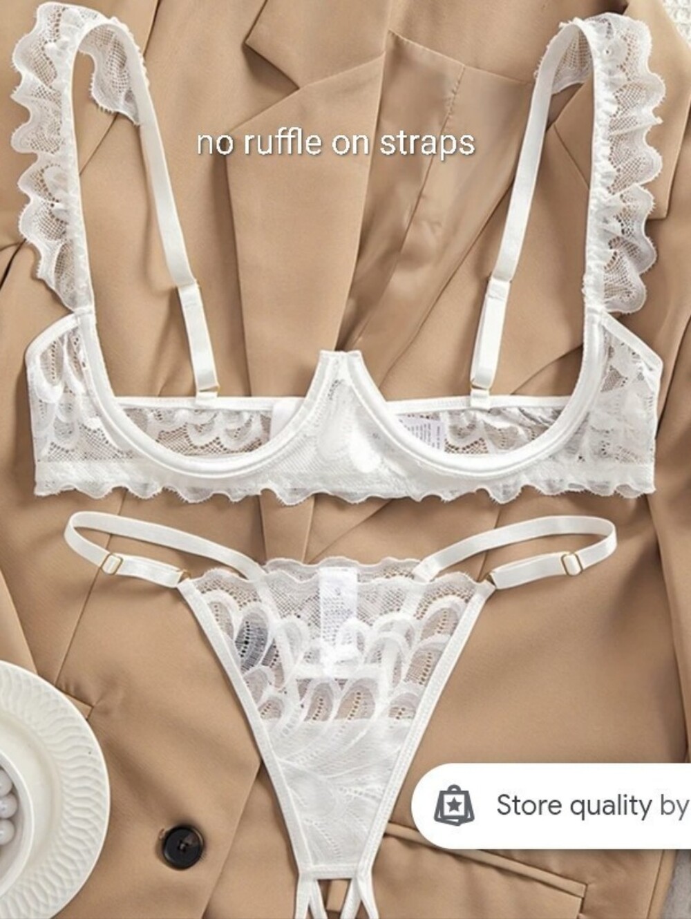 NWT Avidlove Cupless Lace Bra and Crotchless Thong Set